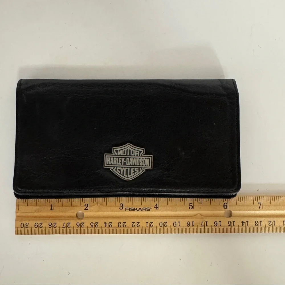 Vintage Harley-Davidson Black Leather Continental Checkbook Wallet